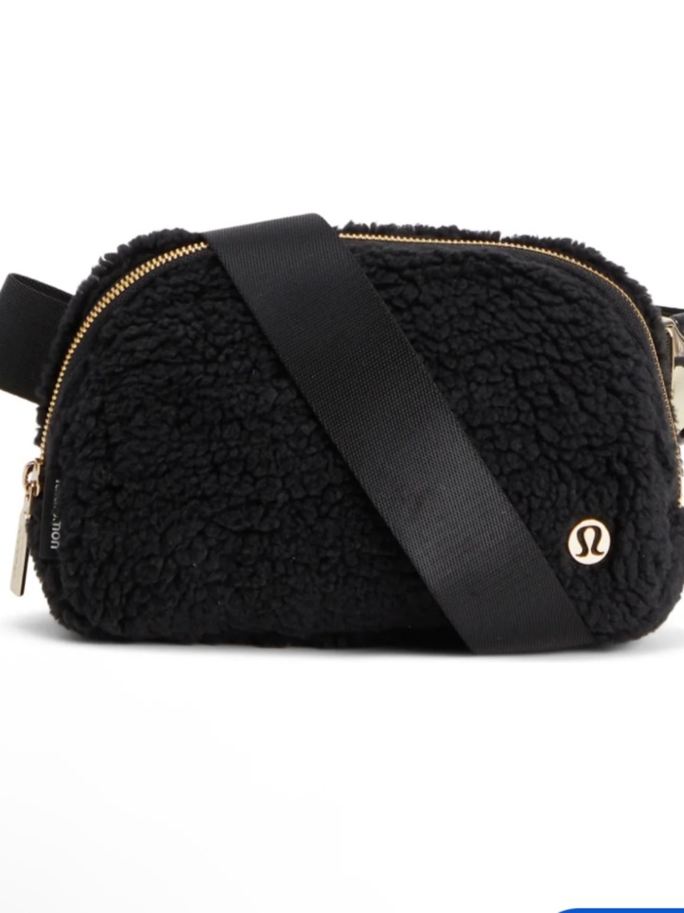 lululemon athletica Black Sherpa Crossbody Pouch with Gold Accent